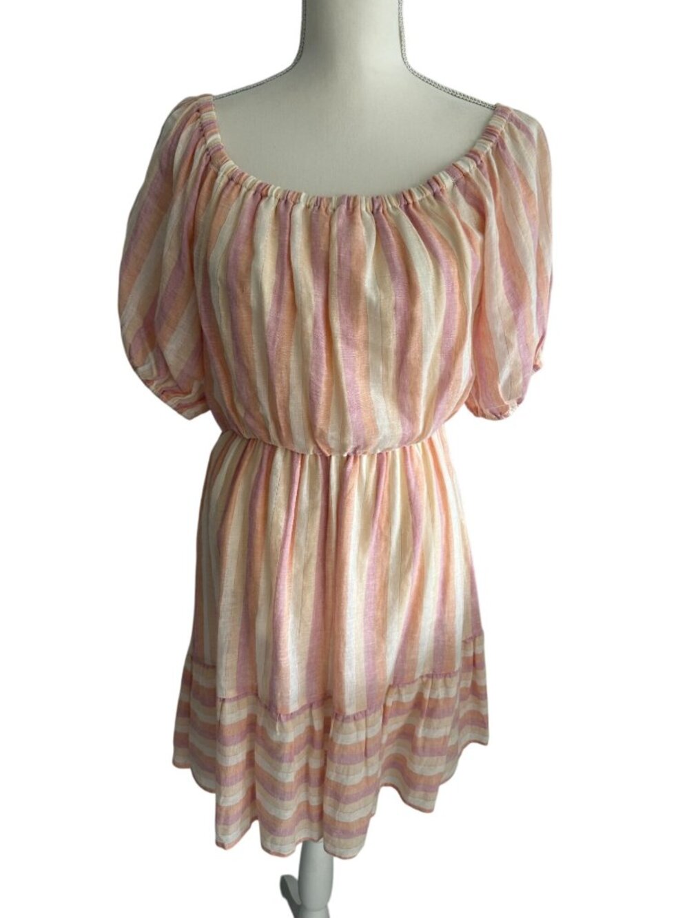 POOKIE & SEBASTIAN Striped Linen Blend Dress Size L - Picture 2 of 12